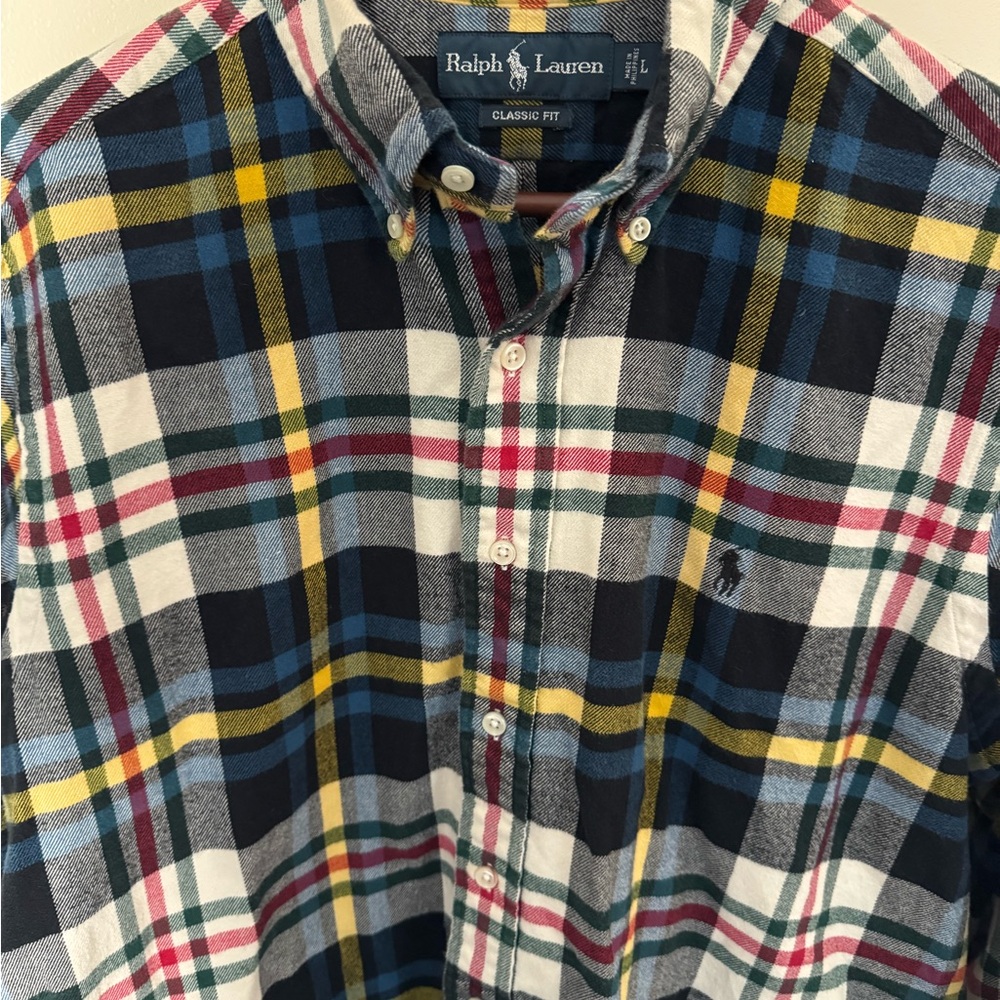 Ralph Lauren Men's Classic Plaid Shirt - Blue, Yellow, Red